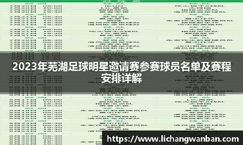 2023年芜湖足球明星邀请赛参赛球员名单及赛程安排详解